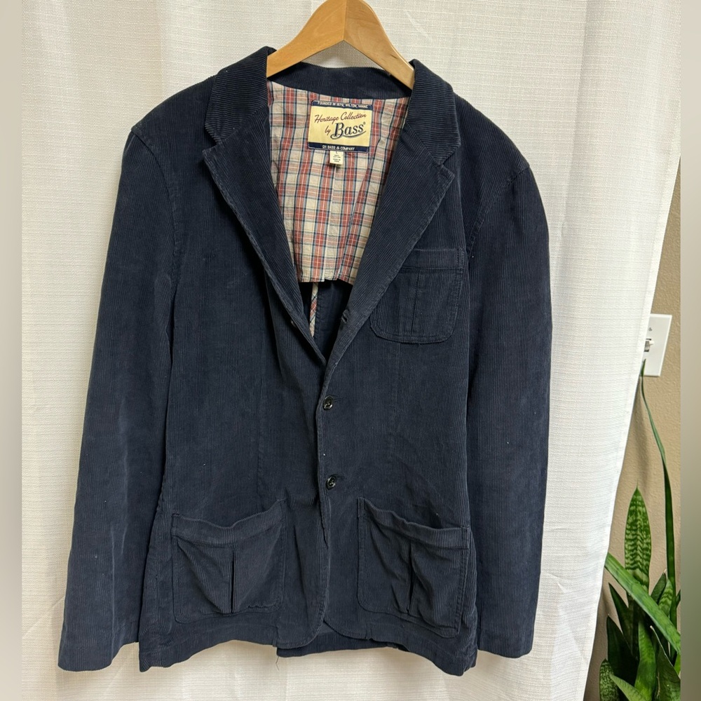G.H. Bass Men's Blue and Navy Jacket Corduroy